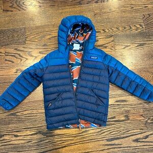 Reversible boys hooded down sweater. Great condition.